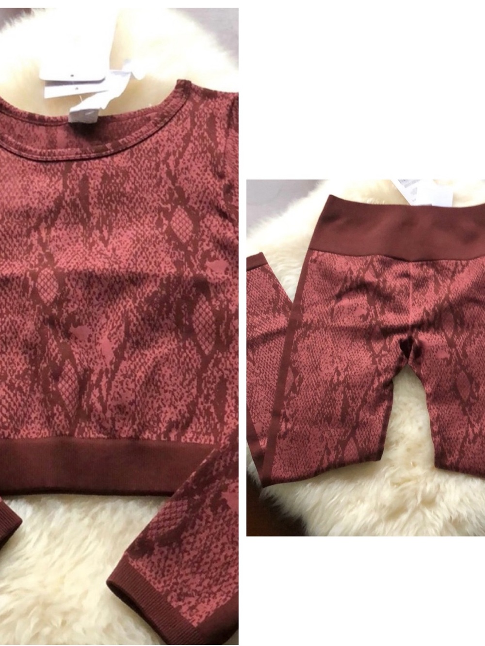 New xs small Burgundy Snake-Print Leggings Set by Fabletics